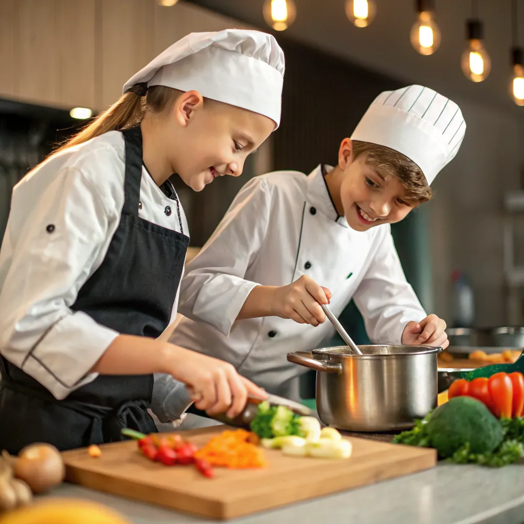 Young chefs cooking together